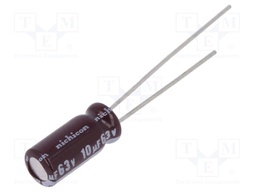 Capacitor: electrolytic; low impedance; THT; 10uF; 50VDC; Ø5x11mm