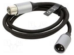 Cable; XLR male 3pin,XLR female 3pin; 1m; Plating: nickel plated