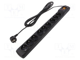 Plug socket strip: protective; Sockets: 9; 250VAC; 10A