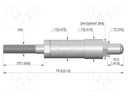 Test needle; Spring compression: 7mm; 10.5mm; 35A; brass; Ø: 7mm