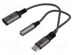 Cable; Jack 3.5mm 3pin socket,USB C socket,USB C plug; 150mm