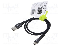 Cable; USB 2.0; USB A plug,USB C plug; 0.5m; black; 0.48Gbps; 60W