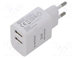 Power supply: switching; mains,plug-in; 5VDC; 2.4A; 12W; white