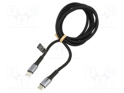 Cable; USB 2.0; USB C plug,both sides; 1.5m; black; 480Mbps; 100W