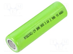 Re-battery: Li-Ion; 18650,MR18650; 3.6V; 2900mAh; Ø18.35x64.85mm