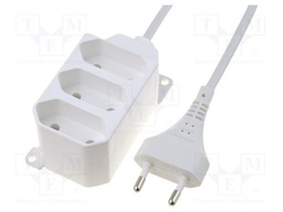 Extension lead; Sockets: 3; PVC; white; 2x0,75mm2; 5m; 2.5A