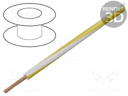 Wire; LgY; stranded; Cu; 1mm2; white-yellow; PVC; 300/500V; 100m