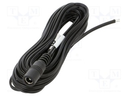 Cable; 2x0.52mm2; DC 5,5/2,5 plug; straight; black; 5m; -25÷70°C