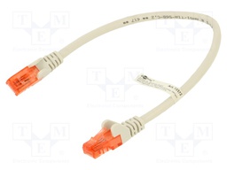 Patch cord; U/UTP; 6; stranded; CCA; PVC; grey; 0.25m; 24AWG