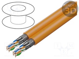 Wire; S/FTP; 8x2x23AWG; 7a; wire; Cu; LSZH; orange; 50m; Øcable: 7.8mm