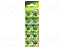 Battery: alkaline; 1.5V; LR44,R1154,coin; Batt.no: 10; Ø11.6x5.4mm