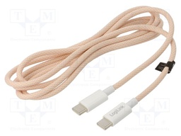 Cable; USB 2.0; USB C plug,both sides; 1.5m; pink; 480Mbps; 60W; 3A