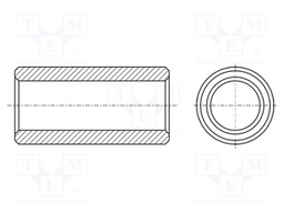 Spacer sleeve; 20mm; cylindrical; aluminium; Out.diam: 5mm