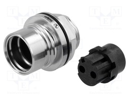 Connector: circular; socket; female; PIN: 2; w/o contacts; 16A; 277V
