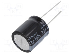 Capacitor: electrolytic; THT; 33uF; 400VDC; Ø18x20mm; Pitch: 7.5mm