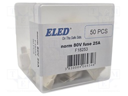 Fuse: fuse; 25A; 80VDC; automotive; 19mm; 19x5.1x20mm