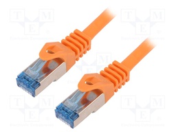 Patch cord; S/FTP; 6a; stranded; Cu; LSZH; orange; 1m; 26AWG