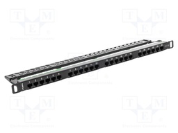 Patch panel; black; Number of ports: 24; Cat: 5e; RJ45 socket x24