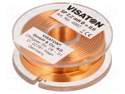 Inductor: air coil; 2.2mH; 2Ω; Ø: 43mm; H: 14mm; Øcore: 0.6mm