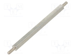 Screwed spacer sleeve; 65mm; Ext.thread: M3; hexagonal; brass