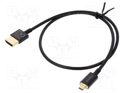 Cable; HDMI plug,micro HDMI plug; Len: 0.5m; black; 36AWG; Core: Cu
