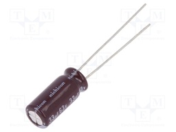Capacitor: electrolytic; low impedance; THT; 33uF; 63VDC; ±20%
