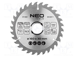 Circular saw; Ø: 160mm; Teeth: 30; cemented carbide; Øhole: 30mm