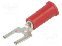 Fork terminal; M4,5; Ø: 4.98mm; crimped; for cable; insulated; red