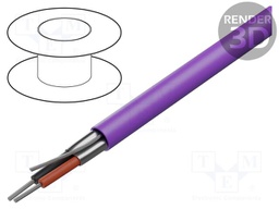 Wire; 1x2x22AWG; shielded,Al-PET foil; PVC; violet; 300V; 305m