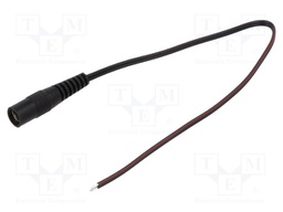 Cable; wires,DC 5,5/2,5 socket; straight; 0.35mm2; black; 0.25m