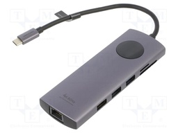 Hub USB; grey; Number of ports: 10; 0.15m; Colour: black
