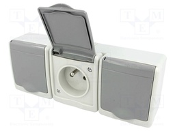 Connector: AC supply; socket; Layout: 2P+PE; grey; 250VAC; 16A; IP44