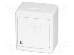 Touch switch; 250VAC; IP44; wall mount; white; No.of butt: 1