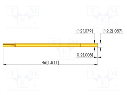 Test probe socket; gold-plated; KS-204; Flange height: 0.2mm
