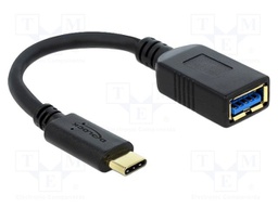 Cable; USB A socket,USB C plug; 0.15m; black; 22AWG,30AWG; 5Gbps