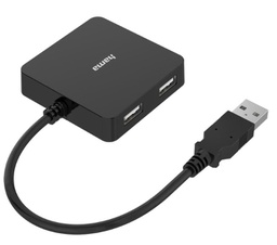 USB Hub, 2.0, 4 Port, Bus Powered, Black, Integrated USB Cable