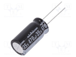 Capacitor: electrolytic; THT; 470uF; 35VDC; Ø12.5x25mm; Pitch: 5mm