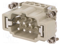 Connector: HDC; contact insert; male; DE; PIN: 6; 6+PE; size D6B