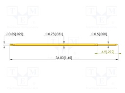 Test needle; Spring compression: 4.3mm; 6.35mm; 2A; steel; Ø: 0.5mm