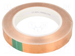 Tape: electrically conductive; W: 19mm; L: 33m; D: 0.08mm; copper