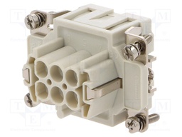 Connector: HDC; contact insert; female; S-EP; PIN: 6; 6+PE; size 6B