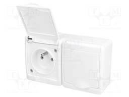 Connector: AC supply; socket; Layout: 2P+PE; white; 250VAC; 16A