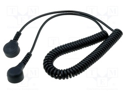 Coiled ground cord with press stud; ESD; 1MΩ; 1.5m