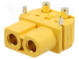 Socket; DC supply; XT60; female; PIN: 2; on PCBs; THT; Colour: yellow