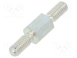 Screwed spacer sleeve; 5mm; Ext.thread: M2,5; hexagonal; steel