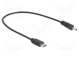 Cable; USB C plug,DC 3,0/1,1 plug; straight; black; 0.27m; black