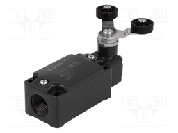 Limit switch; lever R 40mm, plastic roller Ø20mm, double; 10A