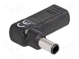 Adapter; USB C socket,DC 6,0/4,3 plug; black; angular; 3A