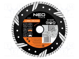Cutting diamond wheel; Ø: 200mm; turbo; Holder: assembly hole
