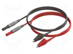 Test leads; Len: 0.6m; insulated; banana plug 4mm,aligator clip